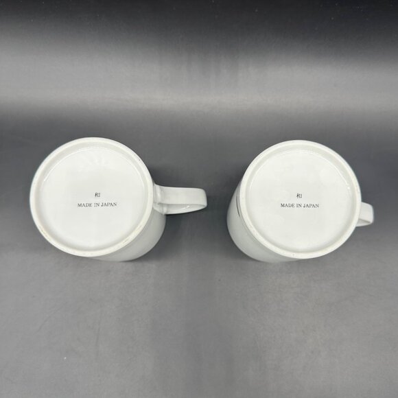 Vintage Geisha Girl Mugs Asian Style Japan Ceramic Set of 2 Red Blue Pink - Picture 7 of 9